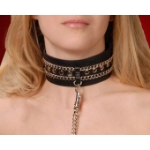 Чёрный ошейник с цепочками и поводком - Sitabella - купить с доставкой в Ярославле