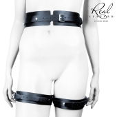 Черный кожаный пояс с гартерами - S-M - Notabu - купить с доставкой в Ярославле