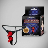 Чёрные кожаные трусики с двумя штырьками для насадок - Sitabella - купить с доставкой в Ярославле