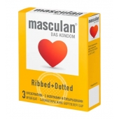 Презервативы с колечками и пупырышками Masculan Ribbed+Dotted - 3 шт. - Masculan - купить с доставкой в Ярославле