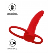 Красная насадка на пенис для двойного проникновения Black Red - 16,5 см. - ToyFa - купить с доставкой в Ярославле