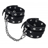 Черные кожаные однослойные оковы с люверсами - Pecado - купить с доставкой в Ярославле