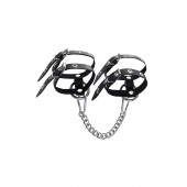 Черные однослойные кожаные оковы из двух ремешков - Pecado - купить с доставкой в Ярославле