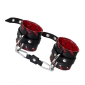 Черно-красные наручники из натуральной кожи - Pecado - купить с доставкой в Ярославле