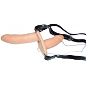Телесный женский страпон с вагинальной пробкой Strap-On Duo - 15 см. - Orion - купить с доставкой в Ярославле