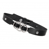 Черный кожаный ошейник со связанными кольцами - Pecado - купить с доставкой в Ярославле
