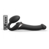 Черный безремневой страпон Multi Orgasm Size M с клиторальной стимуляцией - Strap-on-me - купить с доставкой в Ярославле