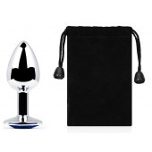 Анальное украшение BUTT PLUG  Small с синим кристаллом - 7 см. - Anal Jewelry Plug - купить с доставкой в Ярославле