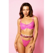 Эффектный розовый пояс из голографической эко-кожи - БДСМ Арсенал - купить с доставкой в Ярославле