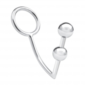 Кольцо на пенис с анальным стимулятором Two Bead Stainless Steel Anal Hook   Cock Ring - BlueLine - в Ярославле купить с доставкой