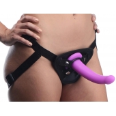 Лиловый поясной страпон Navigator Silicone G-Spot Dildo with Harness - 17,8 см. - XR Brands - купить с доставкой в Ярославле