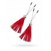 Зажимы на соски «Вилки» с красными кисточками из замши - Pecado - купить с доставкой в Ярославле