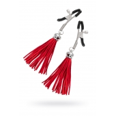 Зажимы на соски «Прищепки» с красными кисточками из замши - Pecado - купить с доставкой в Ярославле