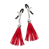 Зажимы на соски «Прищепки» с красными кисточками из замши - Pecado - купить с доставкой в Ярославле