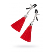 Зажимы на соски «Прищепки» с красными кисточками из шелка - Pecado - купить с доставкой в Ярославле