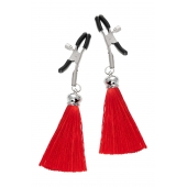 Зажимы на соски «Прищепки» с красными кисточками из шелка - Pecado - купить с доставкой в Ярославле