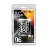 Прозрачная насадка с объёмными чёрточками STAY HARD COCK SLEEVE 06 CLEAR - Blush Novelties - в Ярославле купить с доставкой