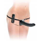 Черный страпон с вагинальной пробкой Deluxe Vibrating Penetrix Strap-On - 19 см. - Pipedream - купить с доставкой в Ярославле