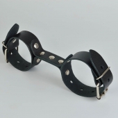 Черные кожаные наручники-фиксатор - Sitabella - купить с доставкой в Ярославле
