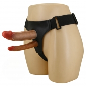 Темно-бежевый фаллопротез для двойного проникновения - 17,5 см. - Baile - купить с доставкой в Ярославле