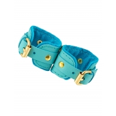 Голубые двуслойные кожаные наручники-браслеты - Pecado - купить с доставкой в Ярославле