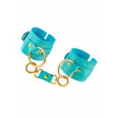 Голубые однослойные кожаные наручники - Pecado - купить с доставкой в Ярославле