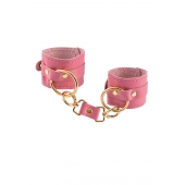 Розовые однослойные кожаные наручники - Pecado - купить с доставкой в Ярославле