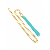 Голубой кожаный поводок с карабином для ошейника - 80 см. - Pecado - купить с доставкой в Ярославле