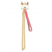 Розовый кожаный поводок с карабином для ошейника - 80 см. - Pecado - купить с доставкой в Ярославле