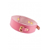 Розовый кожаный однослойный ошейник с прошивкой - Pecado - купить с доставкой в Ярославле