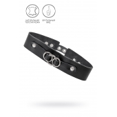 Черный чокер-ошейник со связанными кольцами на подложке - Pecado - купить с доставкой в Ярославле