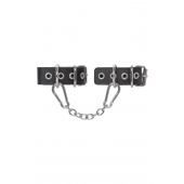 Черные кожаные наручники-браслеты из одного ремешка с люверсами - Pecado - купить с доставкой в Ярославле