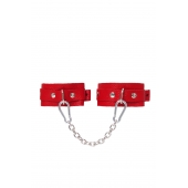 Красные кожаные узкие оковы со скруглёнными углами - Pecado - купить с доставкой в Ярославле