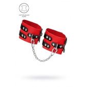 Красно-черные мягкие оковы с двумя ремешками с люверсами - Pecado - купить с доставкой в Ярославле