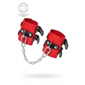 Красно-черные мягкие наручники с двумя ремешками с люверсами - Pecado - купить с доставкой в Ярославле
