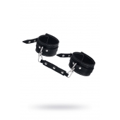 Черные двухслойные кожаные оковы с белой строчкой - Pecado - купить с доставкой в Ярославле