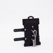 Черные кожаные оковы с хромированной фурнитурой - Crazy Handmade - купить с доставкой в Ярославле