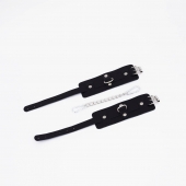 Черные кожаные оковы с хромированной фурнитурой - Crazy Handmade - купить с доставкой в Ярославле