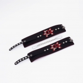 Черные кожаные оковы с красным декором и строчкой - Crazy Handmade - купить с доставкой в Ярославле
