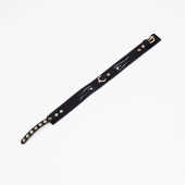 Черный кожаный ошейник с золотистой фурнитурой - Crazy Handmade - купить с доставкой в Ярославле