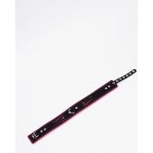 Черно-розовый кожаный ошейник с розовой строчкой - Crazy Handmade - купить с доставкой в Ярославле