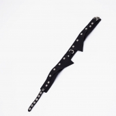 Черный однослойный кожаный ошейник с имитацией воротничка - Crazy Handmade - купить с доставкой в Ярославле