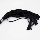 Черный кожаный флоггер со стальной ручкой - 45 см. - Crazy Handmade - купить с доставкой в Ярославле