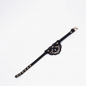 Черный фигурный кожаный ошейник с золотистой фурнитурой - Crazy Handmade - купить с доставкой в Ярославле