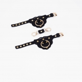 Черные наручники с золотистой фурнитурой - Crazy Handmade - купить с доставкой в Ярославле