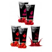 Набор из 5 съедобных лубрикантов JUJU (клубника х 2, малина х 2, вишня) - JuJu - купить с доставкой в Ярославле