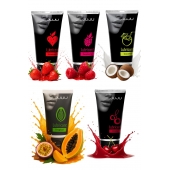 Набор из 5 съедобных лубрикантов JUJU (клубника, малина, тропические фрукты, вишня, кокос) - JuJu - купить с доставкой в Ярославле