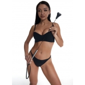 Стек с черным кожаным наконечником в виде сердца и металлической ручкой - 67 см. - Crazy Handmade - купить с доставкой в Ярославле