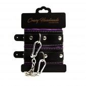 Черно-фиолетовые скругленные наручники с мягкой подкладкой - Crazy Handmade - купить с доставкой в Ярославле