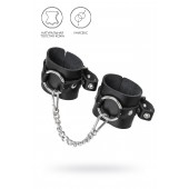 Черные наручники из толстой натуральной кожи с люверсами - Pecado - купить с доставкой в Ярославле